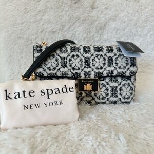 NWT - KATE SPADE  Evelyn Black Multi Spade Flower Tweed Handbag